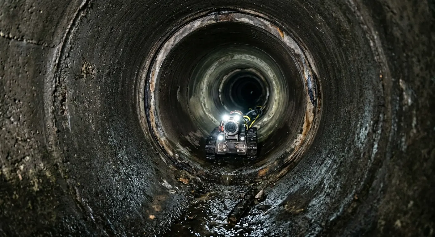 Robotic sewer camera inspecting pipe interior for Drain Snake Service in Mount Vernon